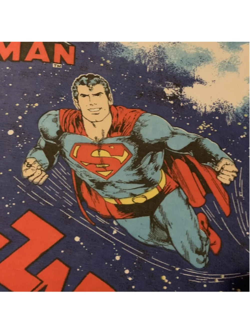 Vintage 1976 Superman Twin Size Fitted Sheet DC Comics Retro Bedding Red Blue